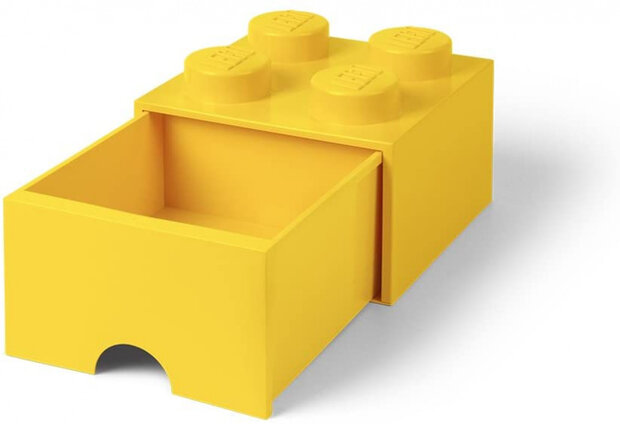 opbergsteen met lade 4 noppen 25 x 17 cm polypropeen geel