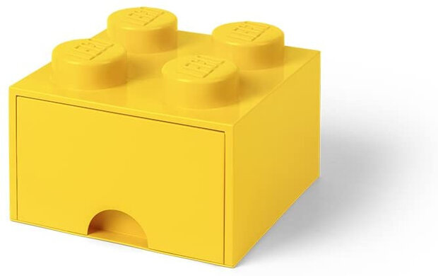 opbergsteen met lade 4 noppen 25 x 17 cm polypropeen geel