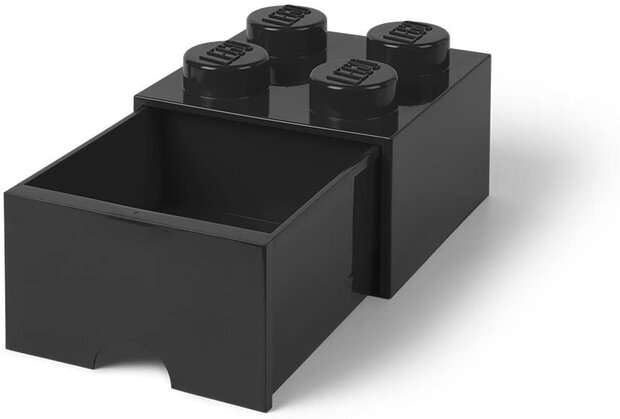 opbergsteen met lade 4 noppen 25 x 17 cm polypropeen zwart