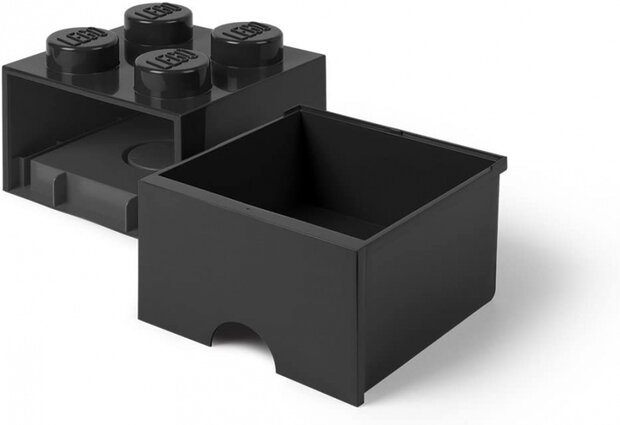 opbergsteen met lade 4 noppen 25 x 17 cm polypropeen zwart