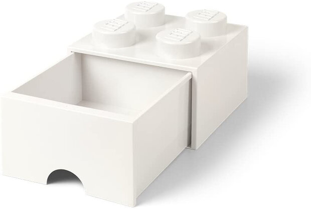 opbergsteen met lade 4 noppen 25 x 17 cm polypropeen wit