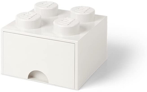 opbergsteen met lade 4 noppen 25 x 17 cm polypropeen wit