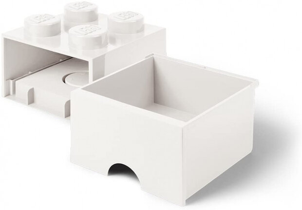 opbergsteen met lade 4 noppen 25 x 17 cm polypropeen wit