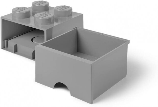 opbergsteen met lade 4 noppen 25 x 17 cm polypropeen grijs