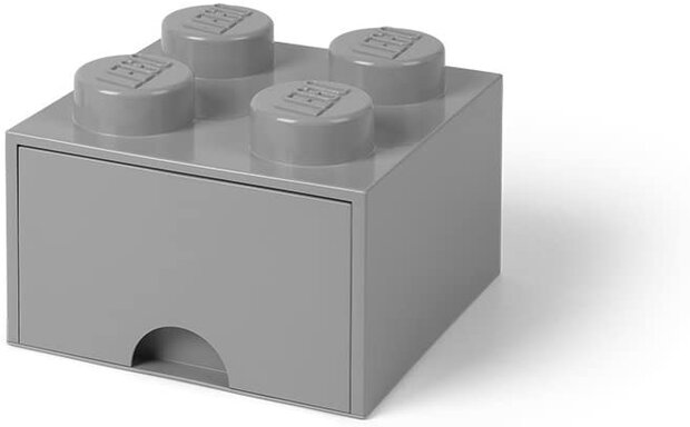 opbergsteen met lade 4 noppen 25 x 17 cm polypropeen grijs