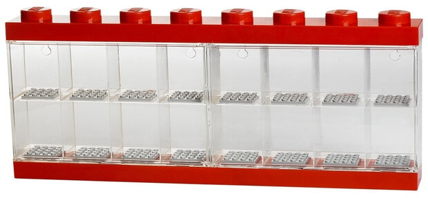vitrine 16 mini-figuren 38 x 18 cm polypropeen rood