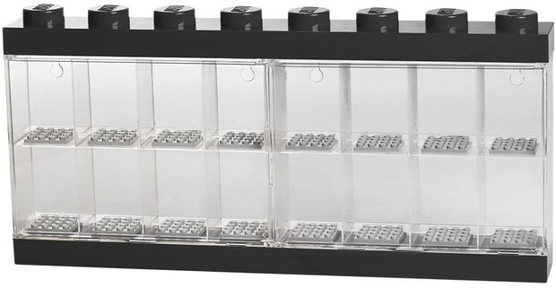 vitrine 16 mini-figuren 38 x 18 cm polypropeen zwart