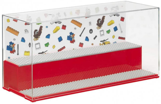 vitrine Iconic mini-figuren 38 x 18 cm polypropeen rood