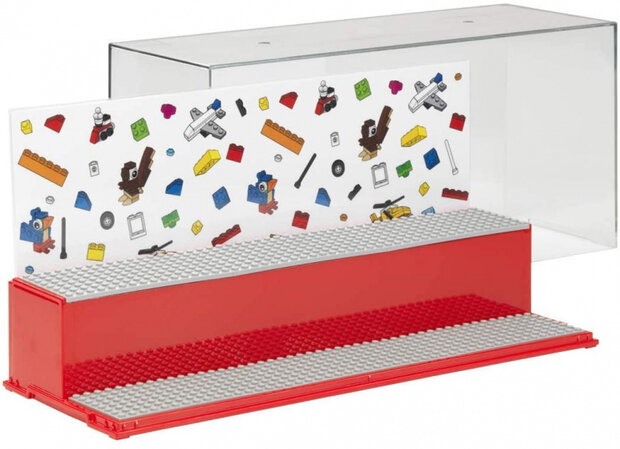 vitrine Iconic mini-figuren 38 x 18 cm polypropeen rood