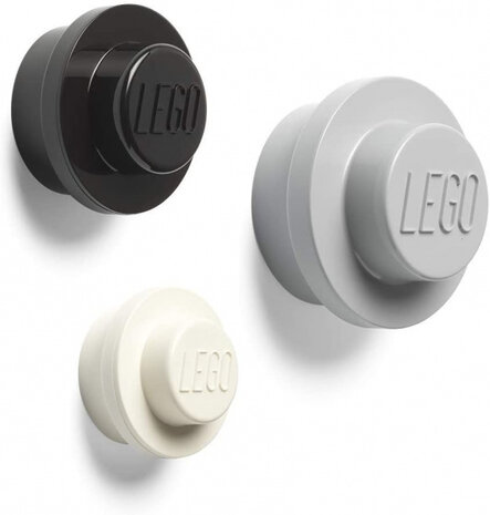 wandhaken 4,7 - 9,4 cm PP grijs/wit/zwart 3 stuks