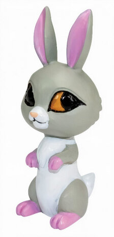 speelfiguur Pupu konijn junior 10 cm ABS grijs/wit