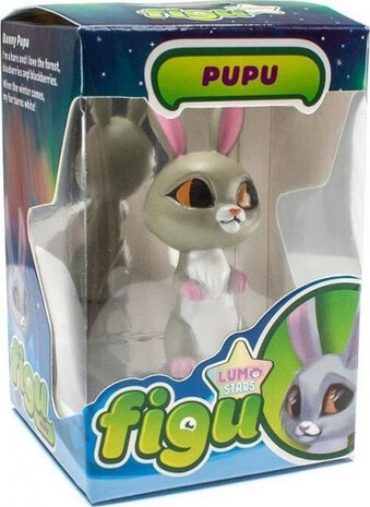speelfiguur Pupu konijn junior 10 cm ABS grijs/wit
