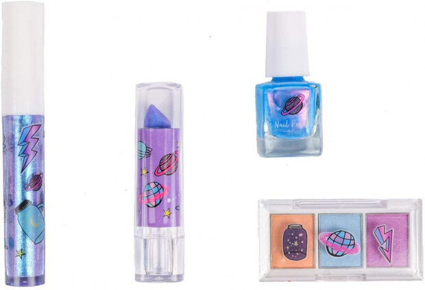 make-upset Galaxy 15,5 cm paars/roze/blauw 4-delig