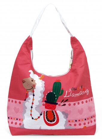 handtas Llama meisjes 26 liter canvas rood/roze