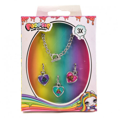 armband met bedels meisjes zilver/paars/groen/roze