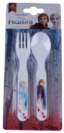 bestekset Frozen II junior 13,5 x 3 cm wit 2-delig