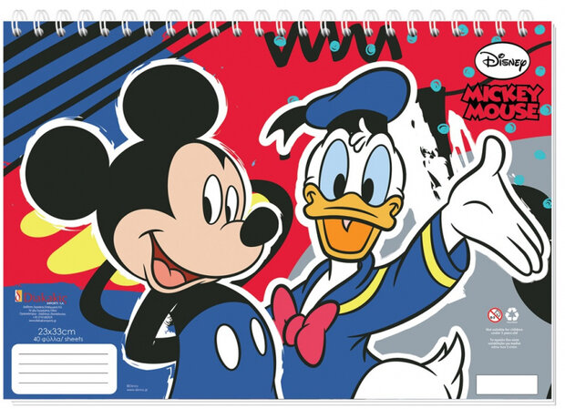 tekenboek Mickey &amp; Duck 23 x 33 cm papier 30 pagina&#039;s