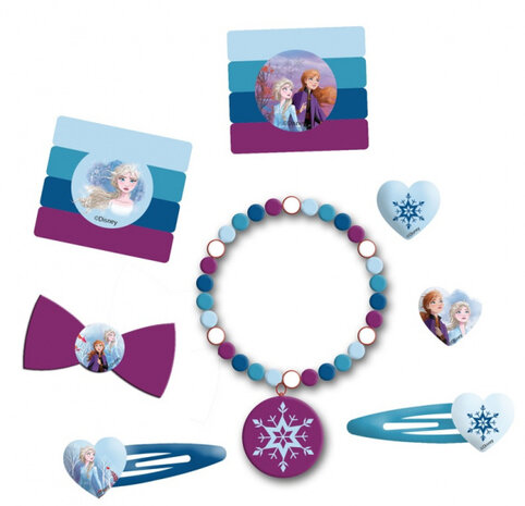 haarset Frozen II meisjes elastaan blauw/paars 14-delig