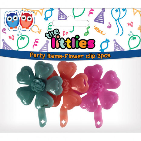 clip bloemen groen/oranje/roze 3 stuks