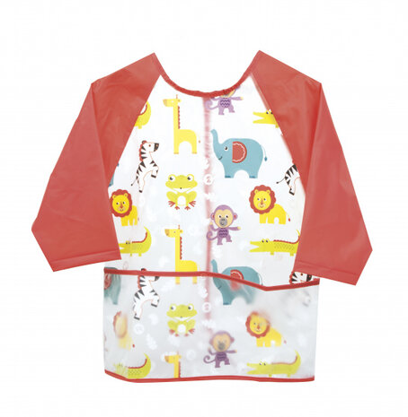 knutselschort dieren junior PVC transparant/rood