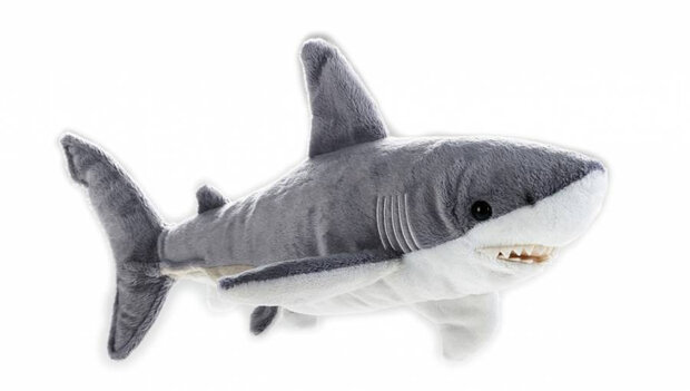 knuffelhaai junior 34 cm pluche grijs/wit