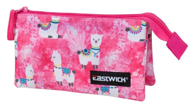 etui lama meisjes 22 x 12,5 cm polyester roze