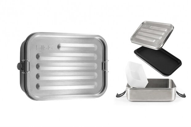 lunchbox Selenite 20,5 x 14,5 cm aluminium zilver
