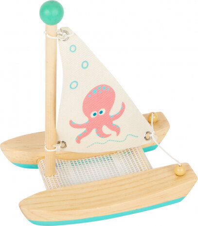 catamaran octopus junior 19 cm hout/textiel naturel