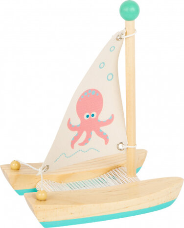 catamaran octopus junior 19 cm hout/textiel naturel