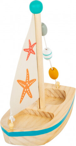 zeilbootje zeester junior 17 x 8,5 cm hout/textiel
