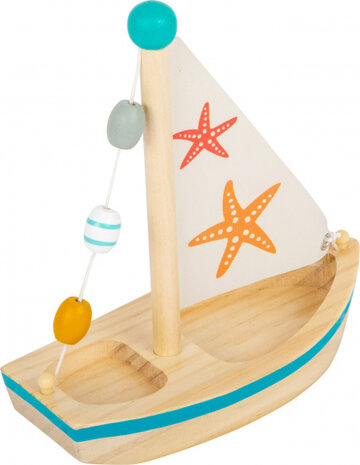 zeilbootje zeester junior 17 x 8,5 cm hout/textiel