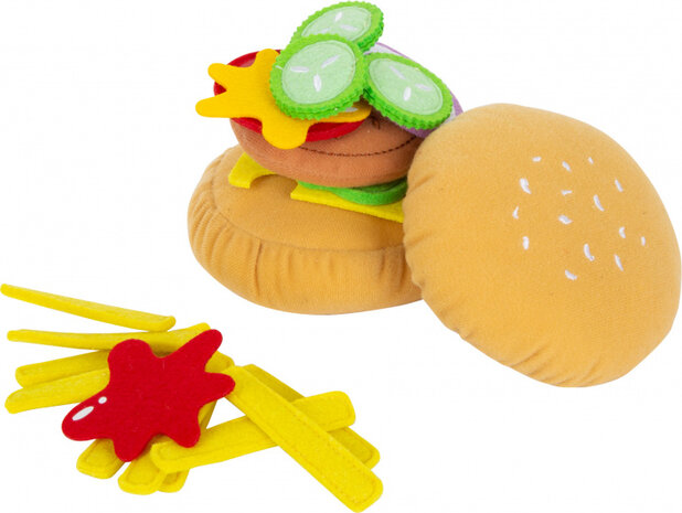 hamburgerset met friet junior 10 cm vilt 10-delig