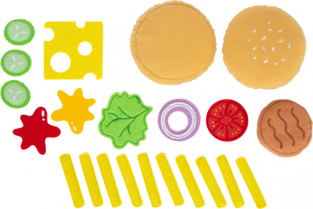 hamburgerset met friet junior 10 cm vilt 10-delig
