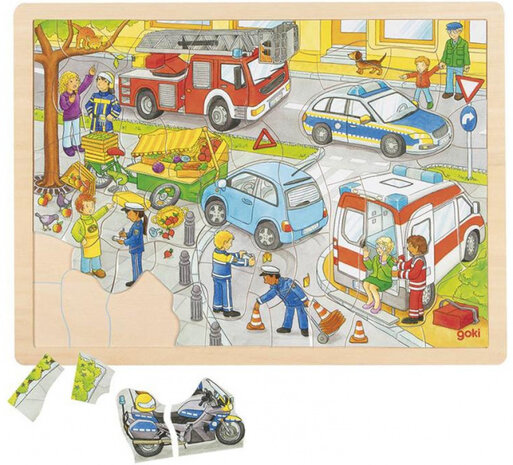 vormenpuzzel Politie junior hout 56 stukjes