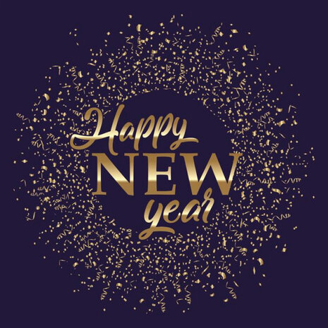 servetten Happy New Year 25 cm blauw 20 stuks