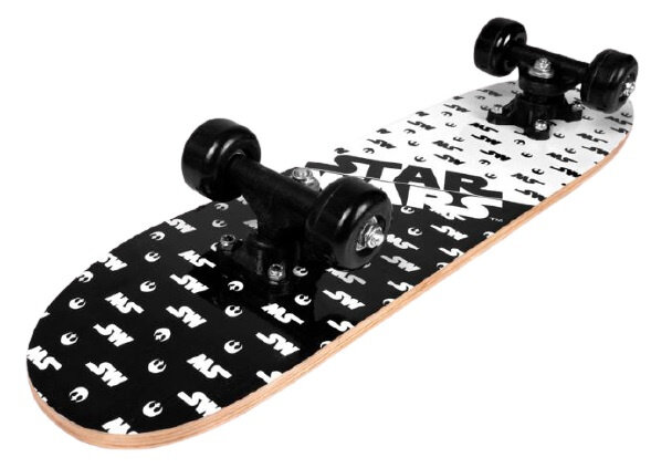 skateboard 61 x 15 x 10 cm hout zwart/wit