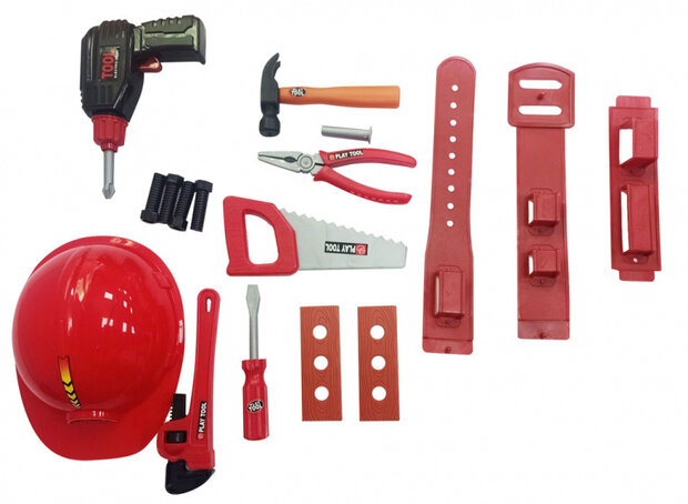 gereedschapsset junior grijs/zwart/rood 17-delig