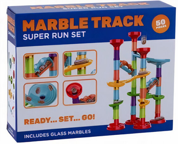 knikkerbaan Super Run Set junior 24,5 x 19 cm 50-delig