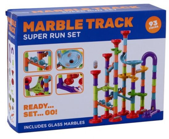 knikkerbaan Super Run Set junior 28 x 21 cm 93-delig