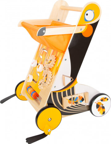 loopwagen toekan junior 49 cm hout oranje/geel