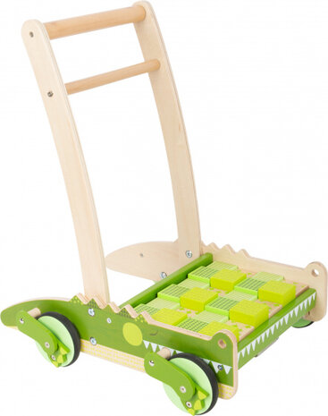 loopwagen krokodil junior 50 cm hout groen/naturel