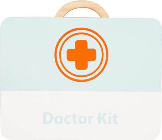 dokter- en tandartskoffer 29 x 26 cm hout wit/blauw