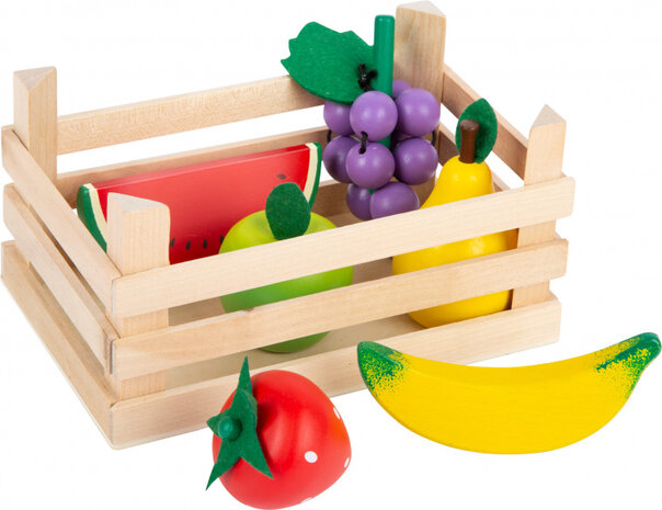 speelset fruit junior 18 x 12 cm hout/vilt naturel
