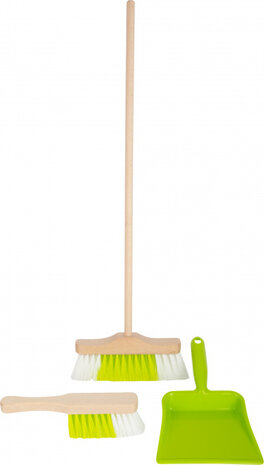 veegset junior 55 cm hout naturel/groen 3-delig