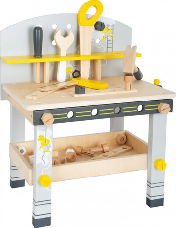 werkbank met gereedschap 52 cm hout geel/grijs