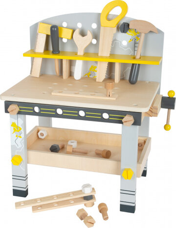 werkbank met gereedschap 52 cm hout geel/grijs