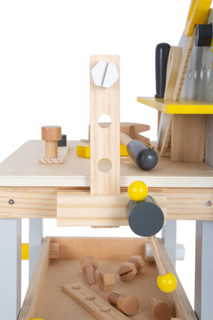 werkbank met gereedschap 52 cm hout geel/grijs