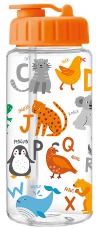 drinkbidon 400 ml jungle 16 cm transparant/oranje