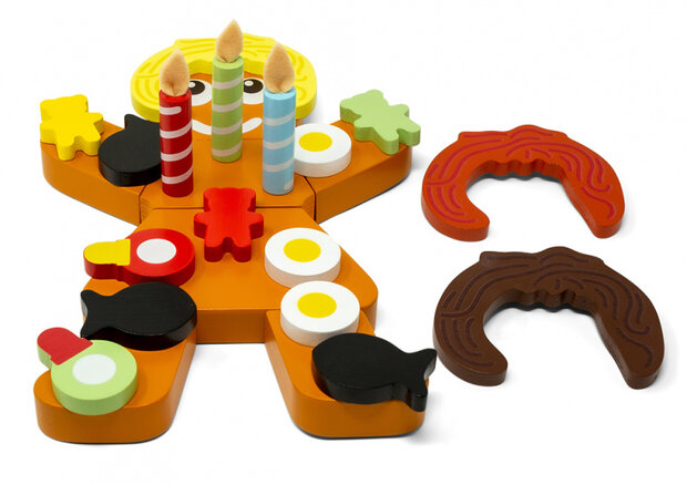 blokkenpuzzel Peperkoekvrouwtje junior hout bruin