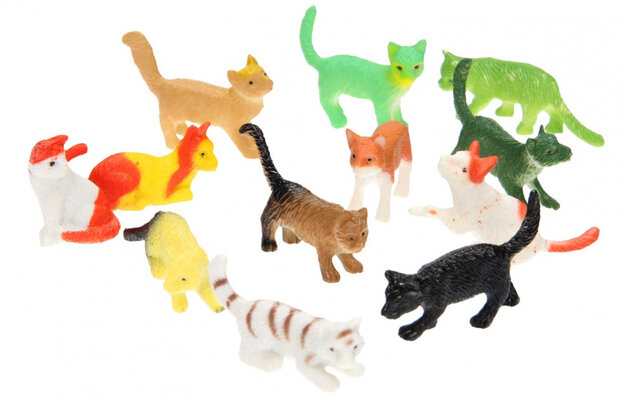 speelfiguren poezen junior rubber 12 stuks